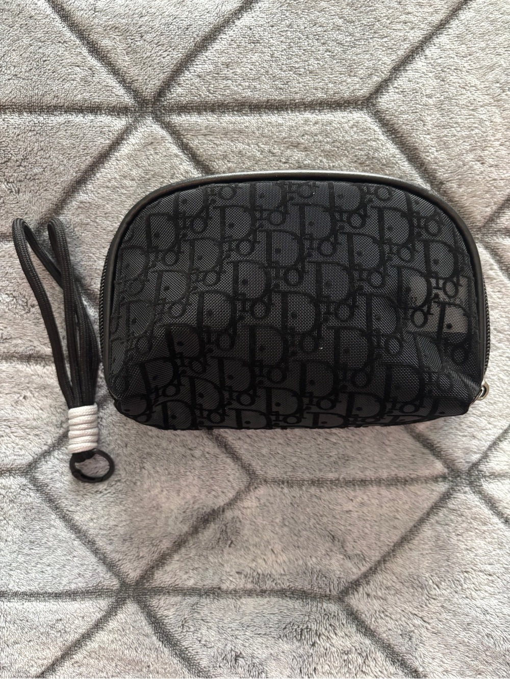 Black Cosmetic Pouch with Detachable Wristlet